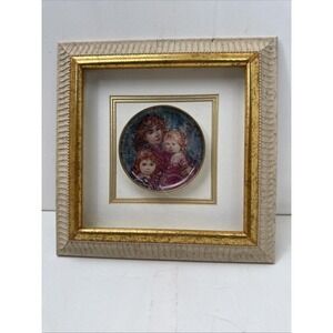 Pauline And Children "Porcelain Ornament Signed Edna Hibel Professionally Framed